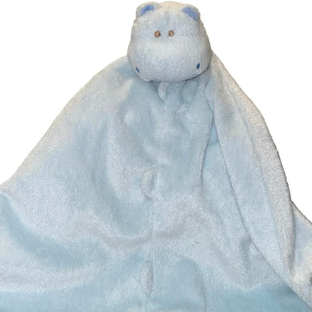 Angel Dear Blue Hippo Baby Lovey Security Blanket Soft Plush Blankie Nursery